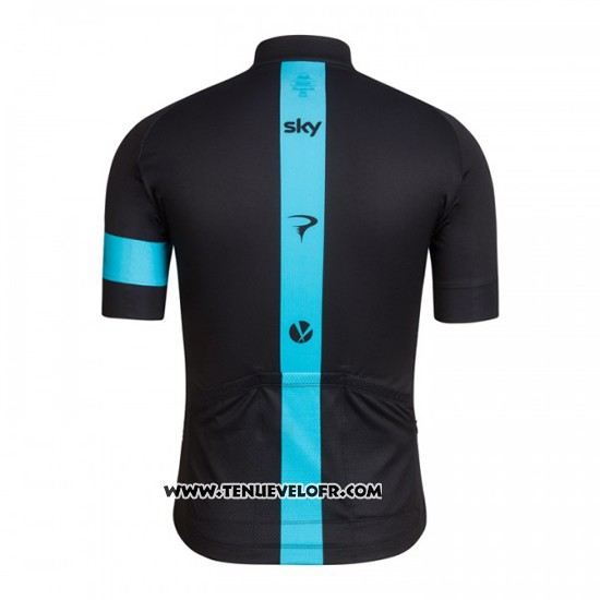 2016 Maillot Ciclismo Sky Bleu et Noir Manches Courtes et Cuissard